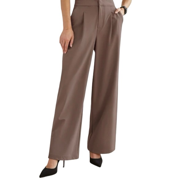 Figs Pants - FigsPro High Waisted Wide Leg Trouser Size Small Brown Anti Wrinkle